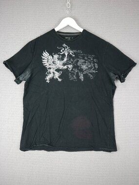 DKNY Jeans Grunge Style Tee Distressed Thrashed Mens Large